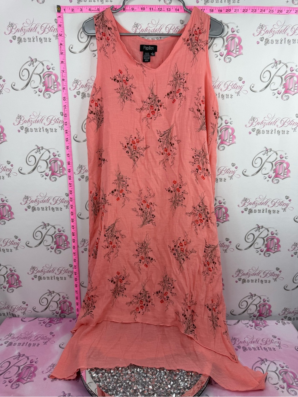 Papillon Blanc Coral Floral Maxi Dress - Sleeveless V-Neck